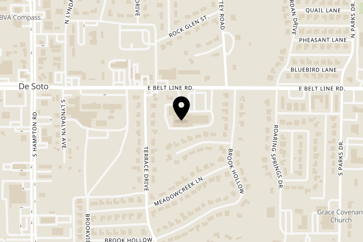 Map showing the location of Shells and Tails 2 Geaux on 324 E Belt Line Rd in DeSoto